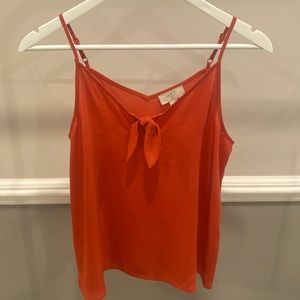Loft Orange Flowy Adjustable Spaghetti Strap Shirt with Bow Size Petite Small